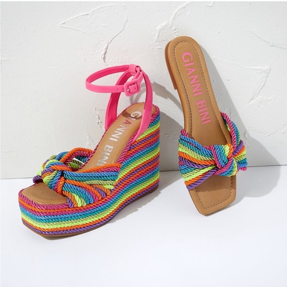 Gianni Bini Shoes - Gianni Bini Women's Rainbow Wedge Platform Sandals Size 8